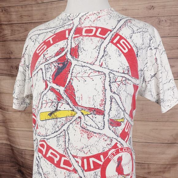 Vintage St Louis Cardinals Shirt XL Baseball AOP Made USA 90s All Over Print - Picture 3 of 11
